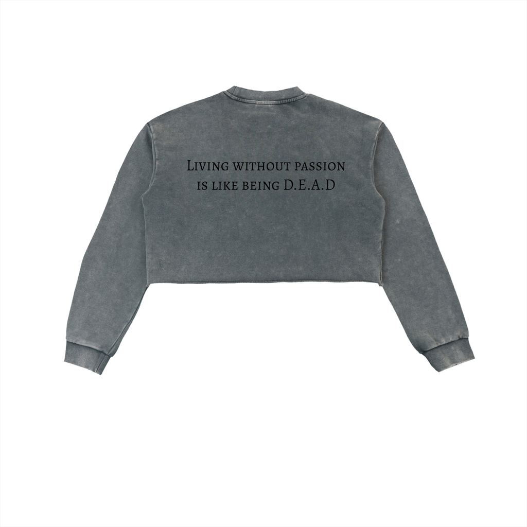 Women Snow Washed Raw Edge Cropped Sweatshirt Founders Collection