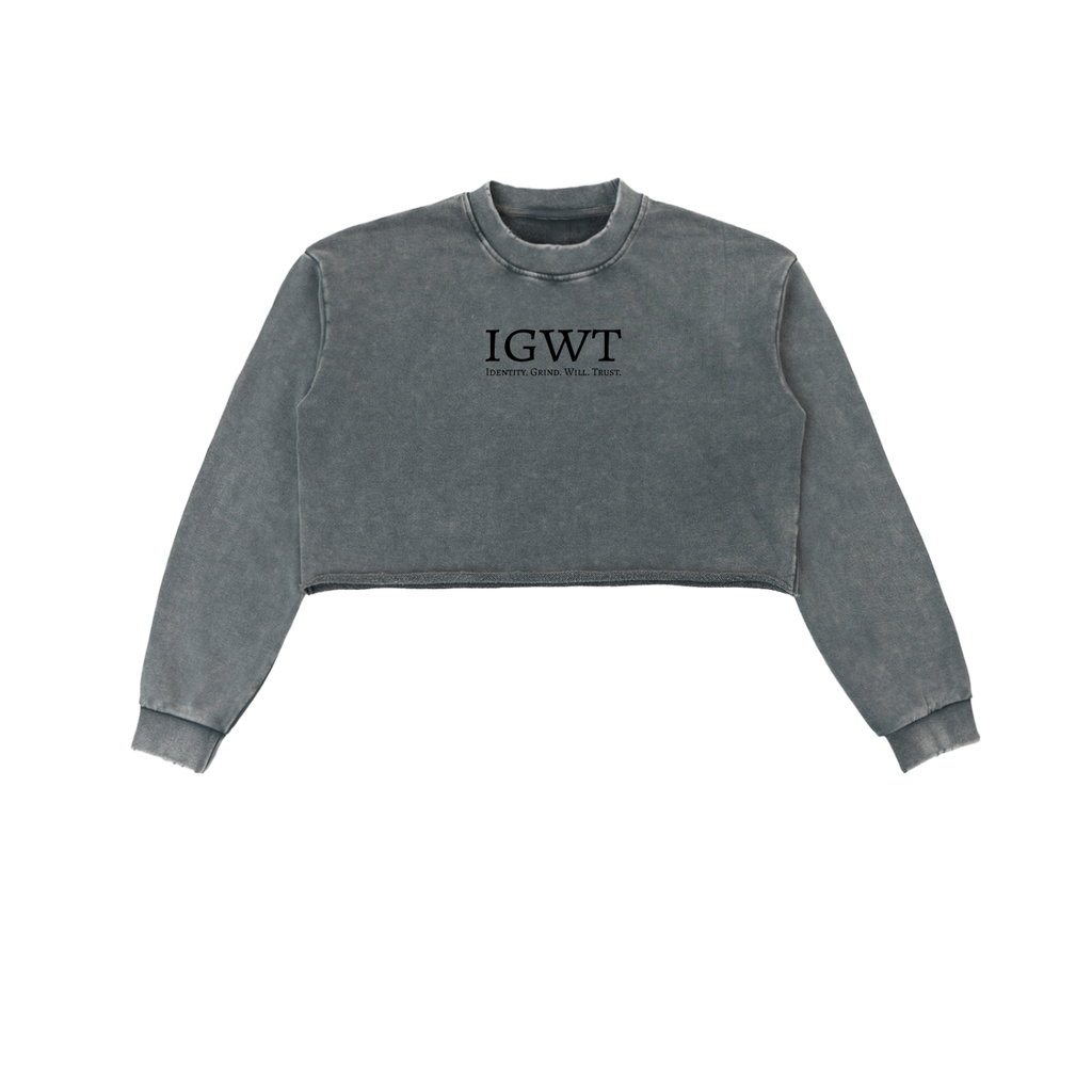 Women Snow Washed Raw Edge Cropped Sweatshirt Founders Collection